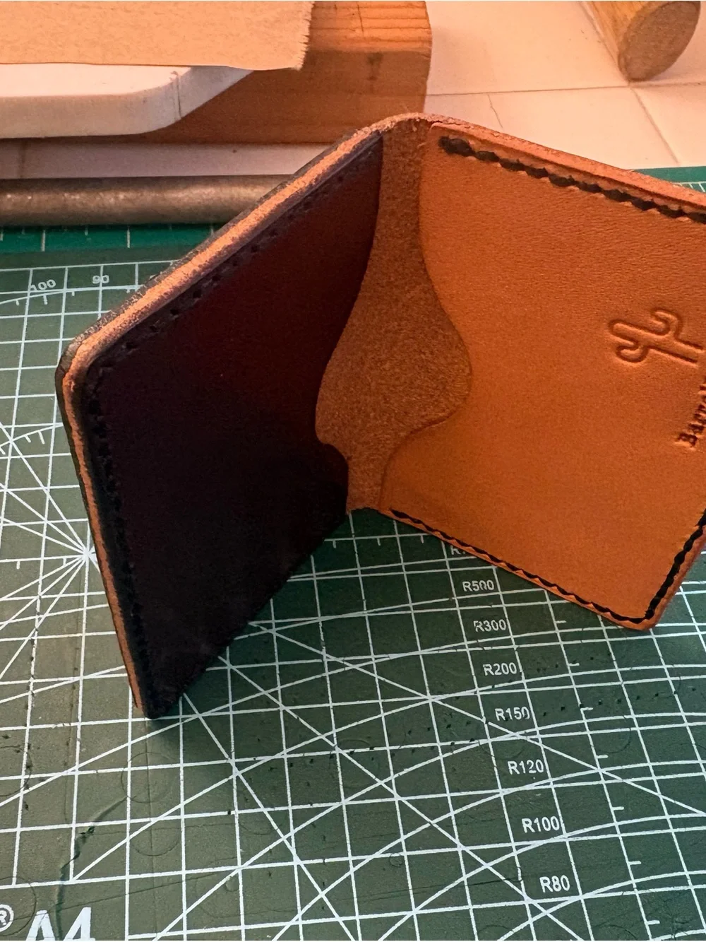 Two-Tone Brown & Tan Slim Leather Card Wallet
